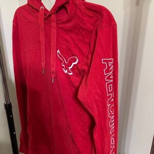 Mens red american eagle size xs hooded shirt.